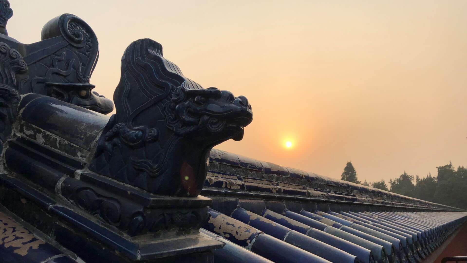 Air pollution over rooftop in China