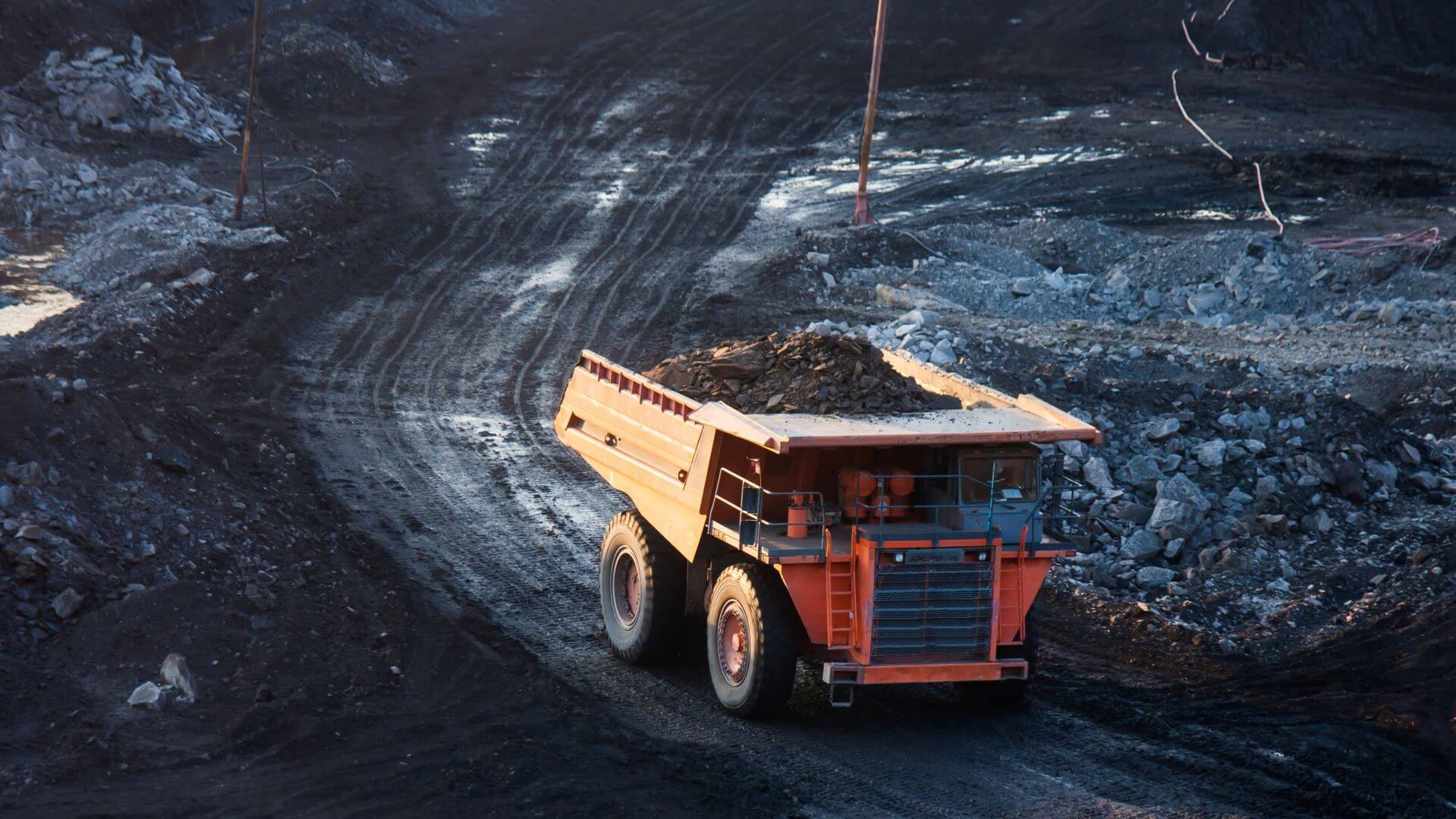 Dumper truck working at a coal mine