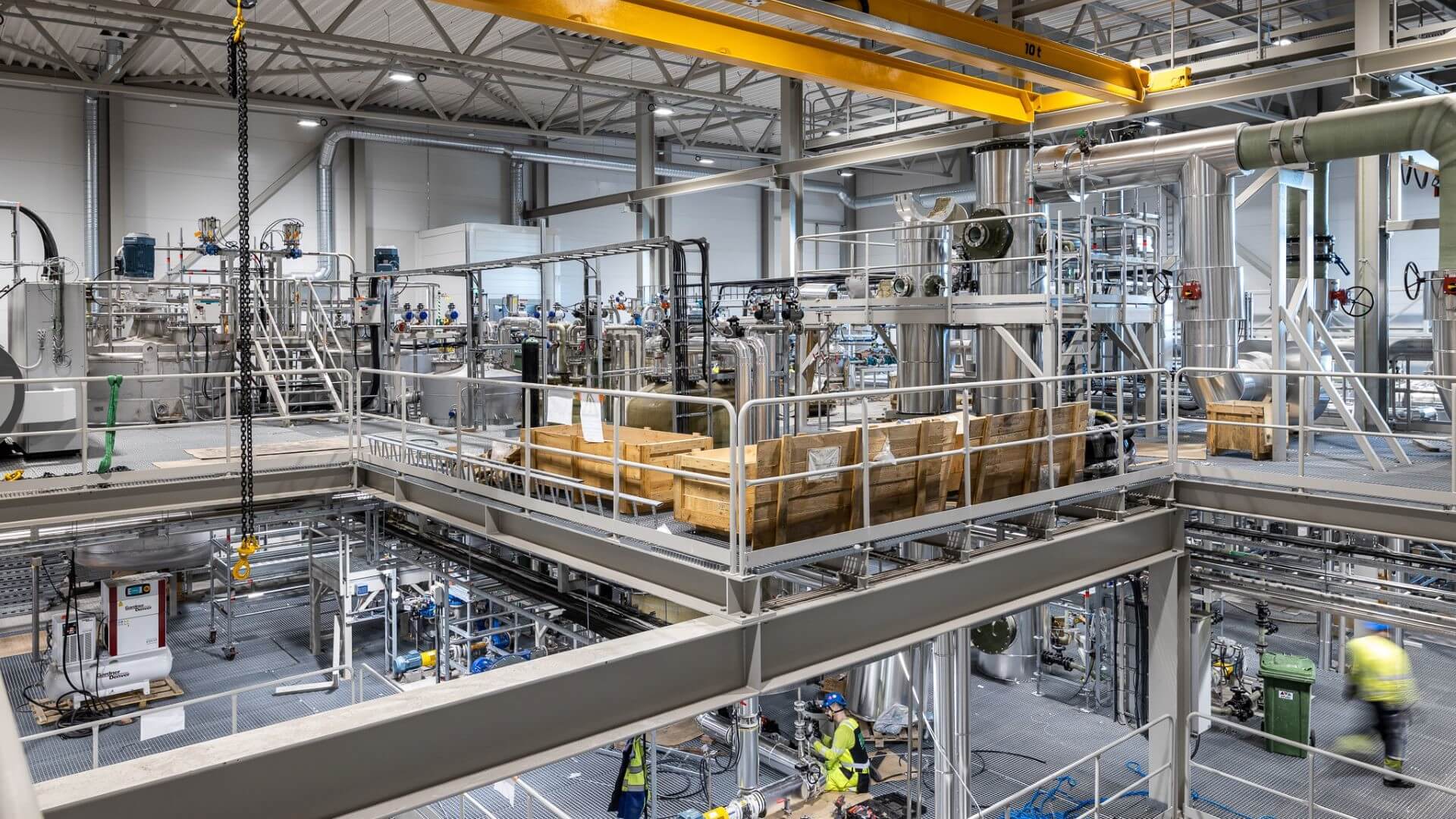 Inside view of battery recycling facility