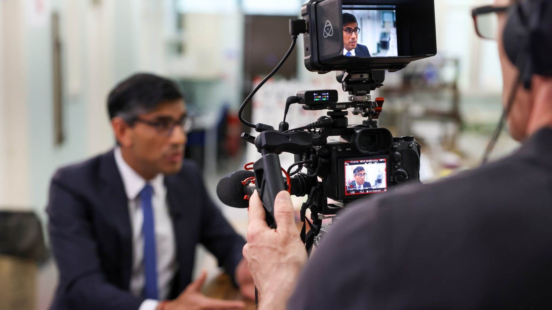 UK Prime Minister Rishi Sunak being filmed