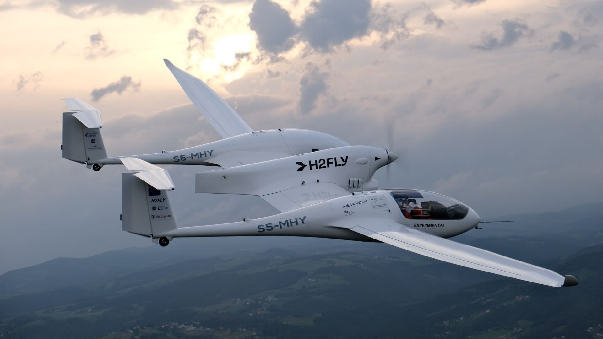 The hydrogen-electric HY4 demonstrator aircraft in flight