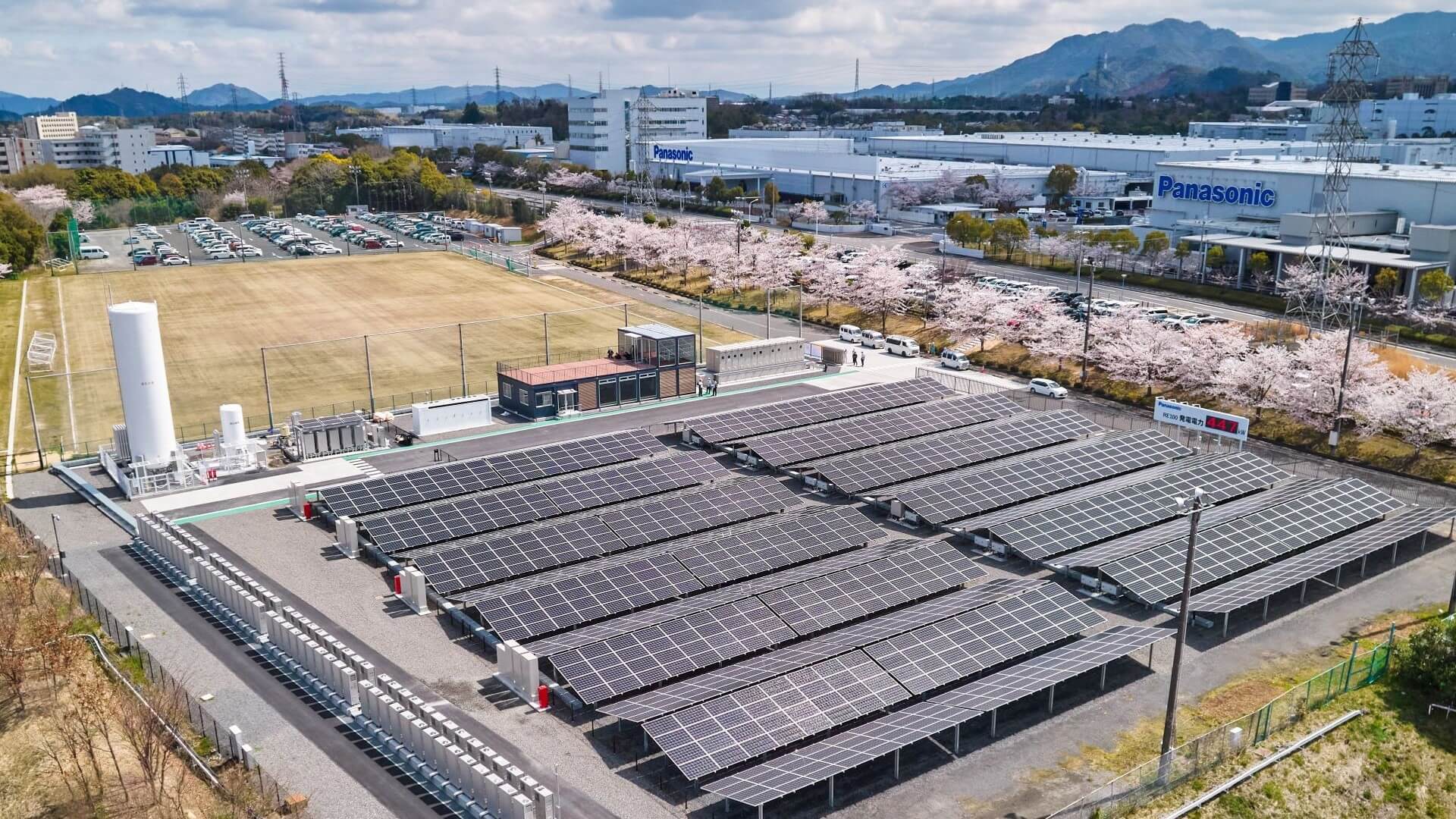 Aerial overview of rows of factory buildings