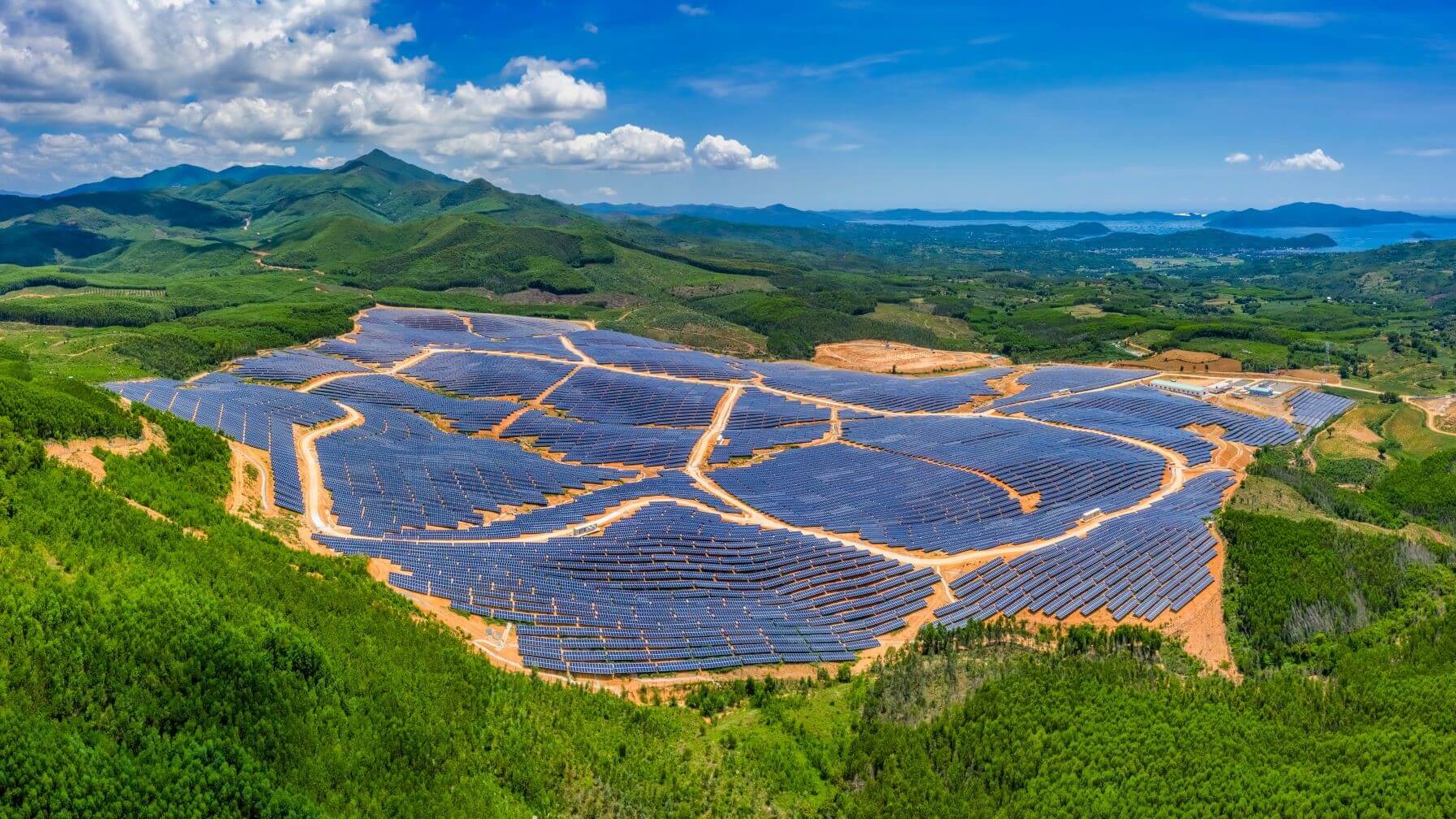 Aerial view of solar farm in Vietnam