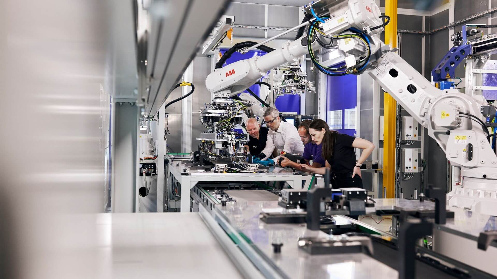 Workers inside new gigawatt electrolyser factory in Berlin, Germany