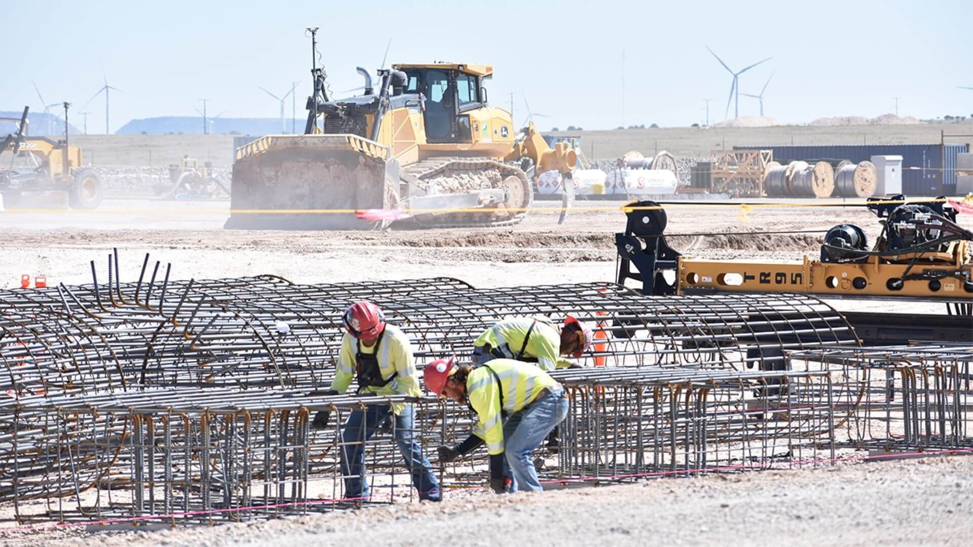 Construction workers working at the SunZia project