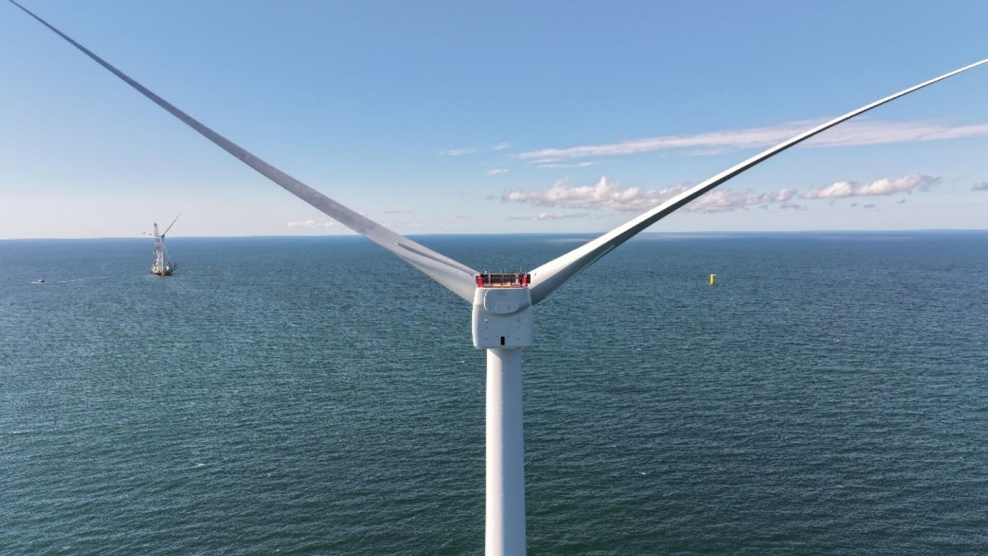 Close up of offshore wind turbine at the Vineyard Wind 1 project