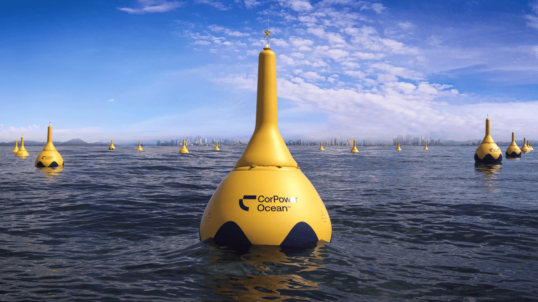 Wave energy devices floating at sea