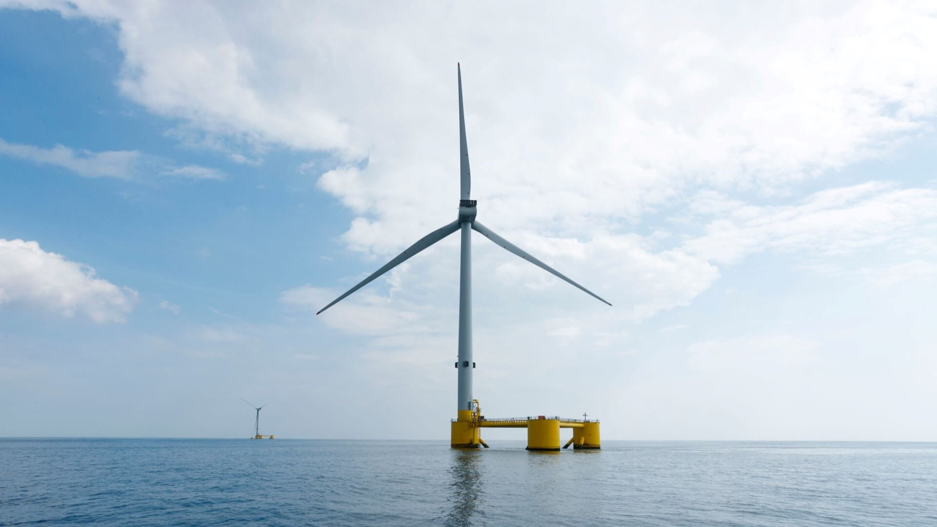 Floating wind turbine at sea