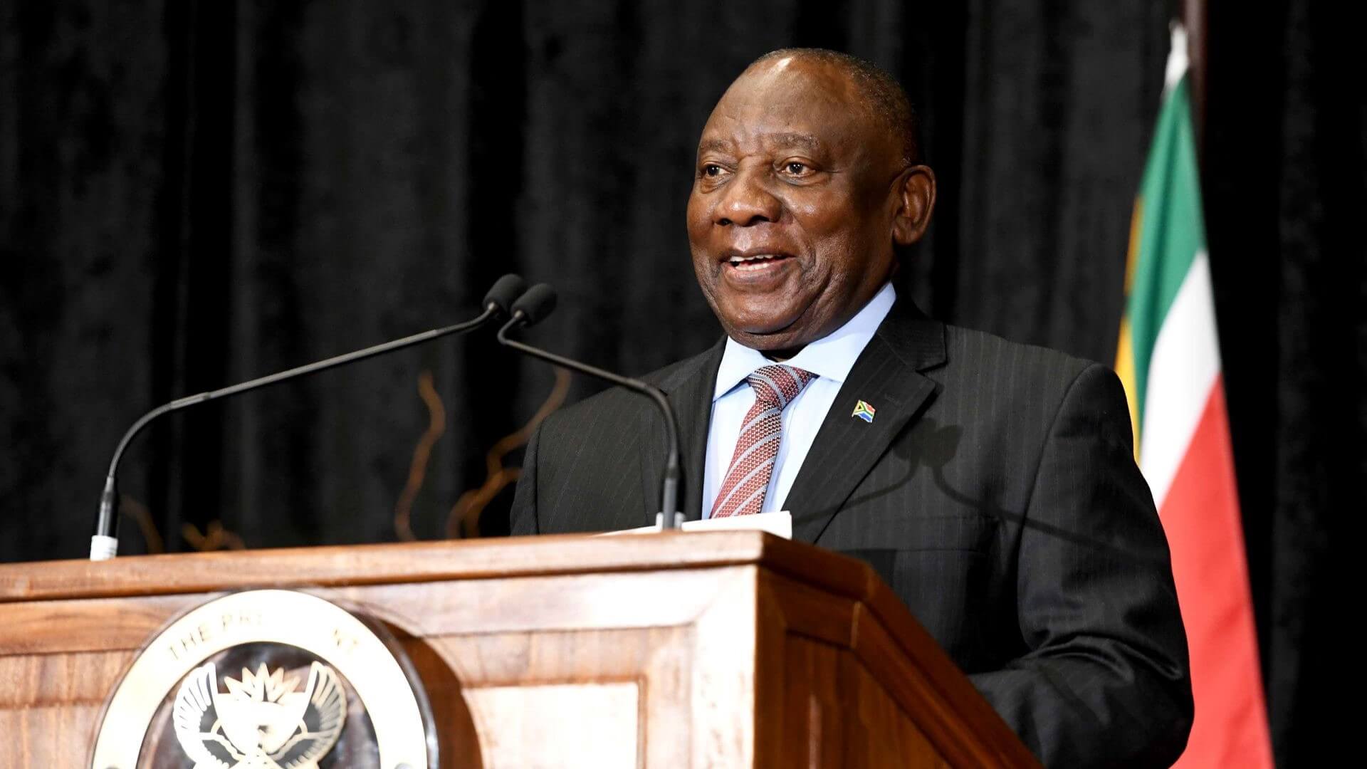 President Cyril Ramaphosa giving speech