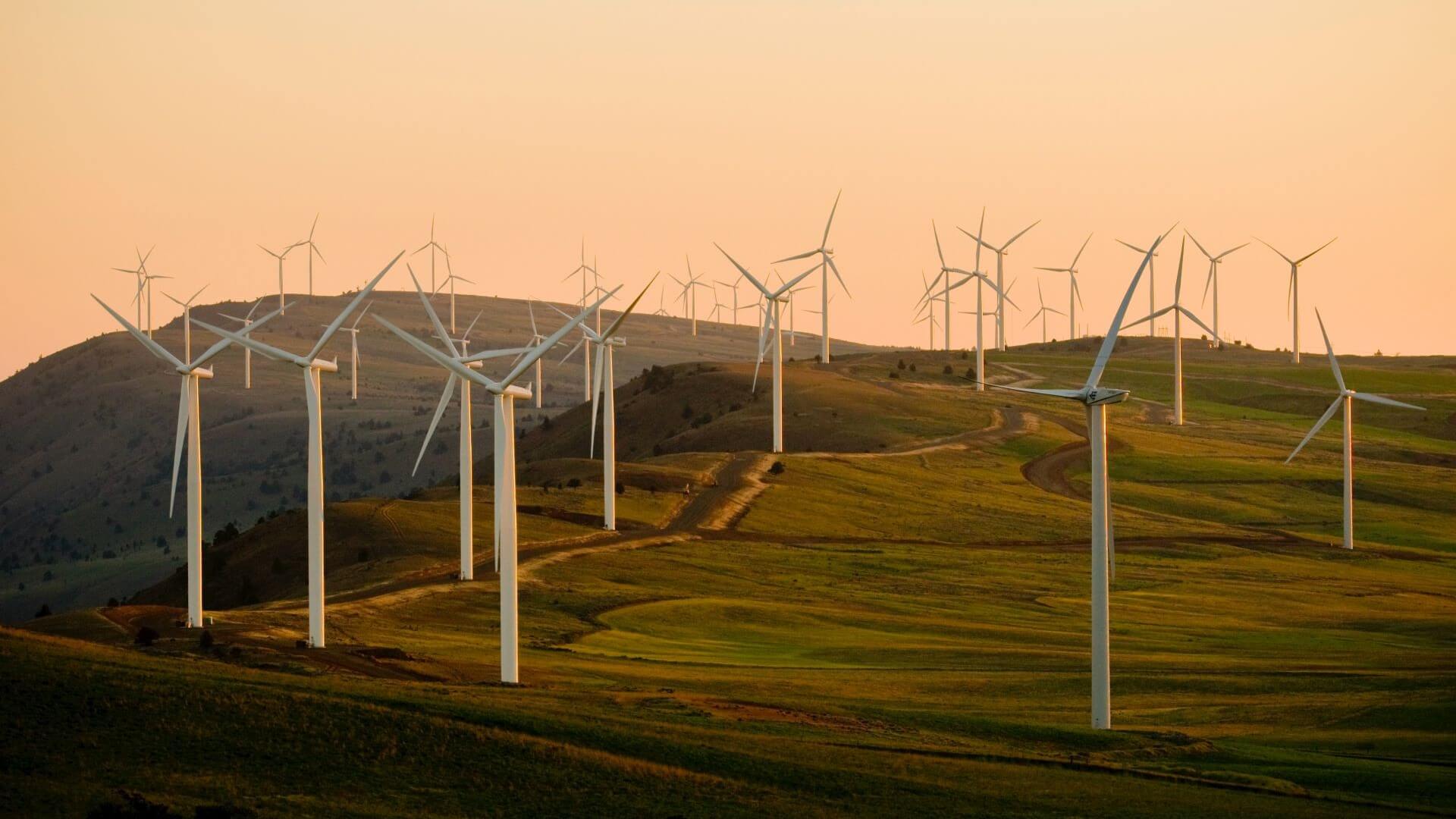 Onshore wind farm on a hillside