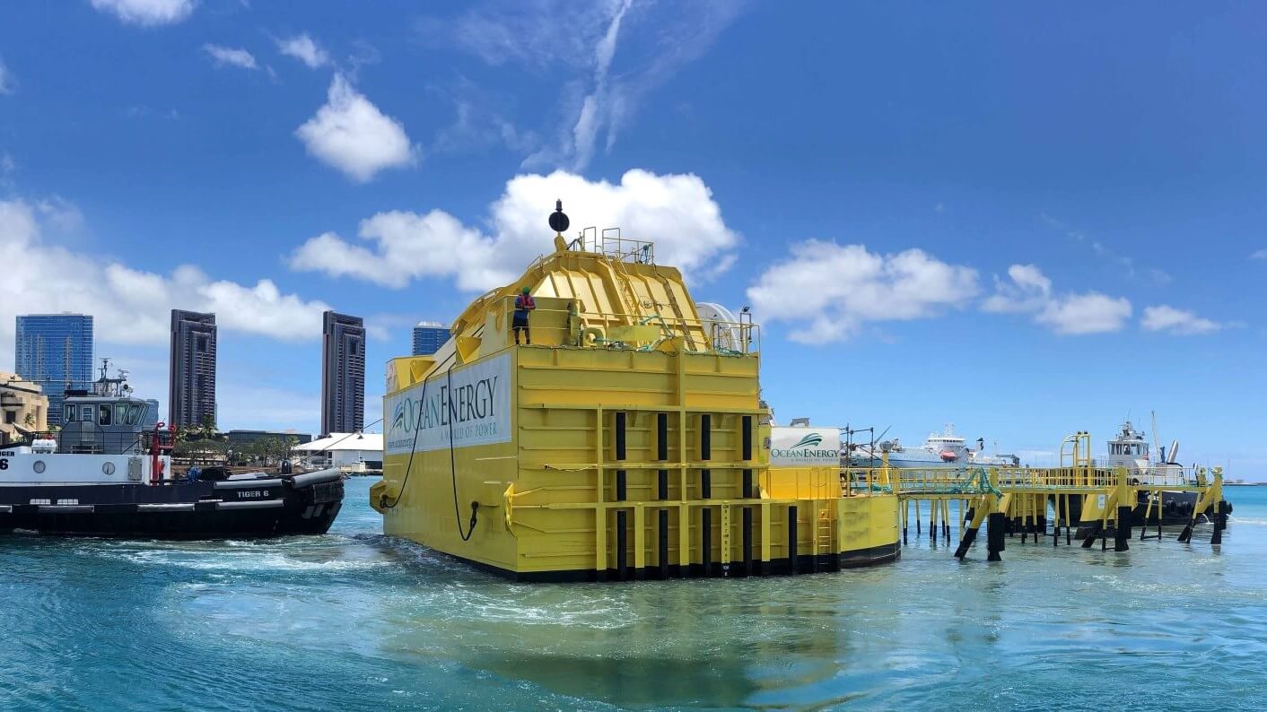 Ocean Energy’s OE35 wave energy device at test site in Hawaii