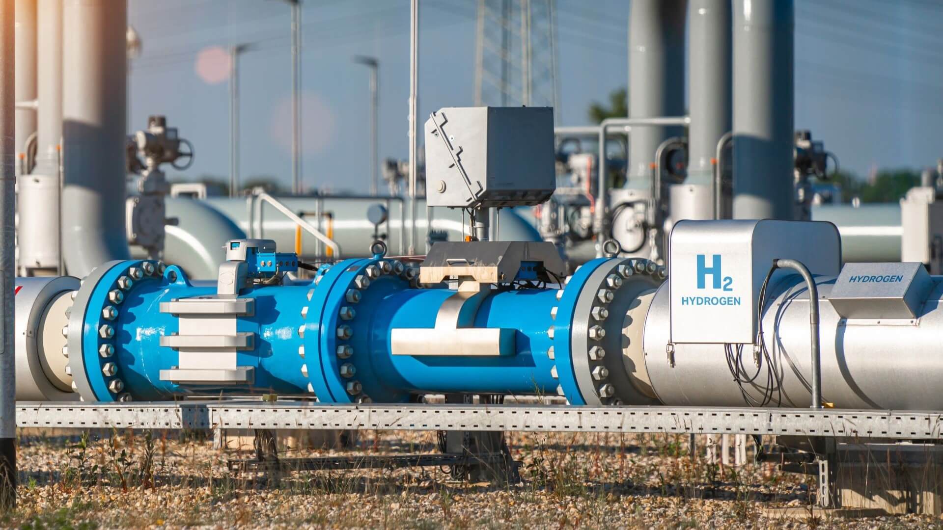 Close up of hydrogen pipeline