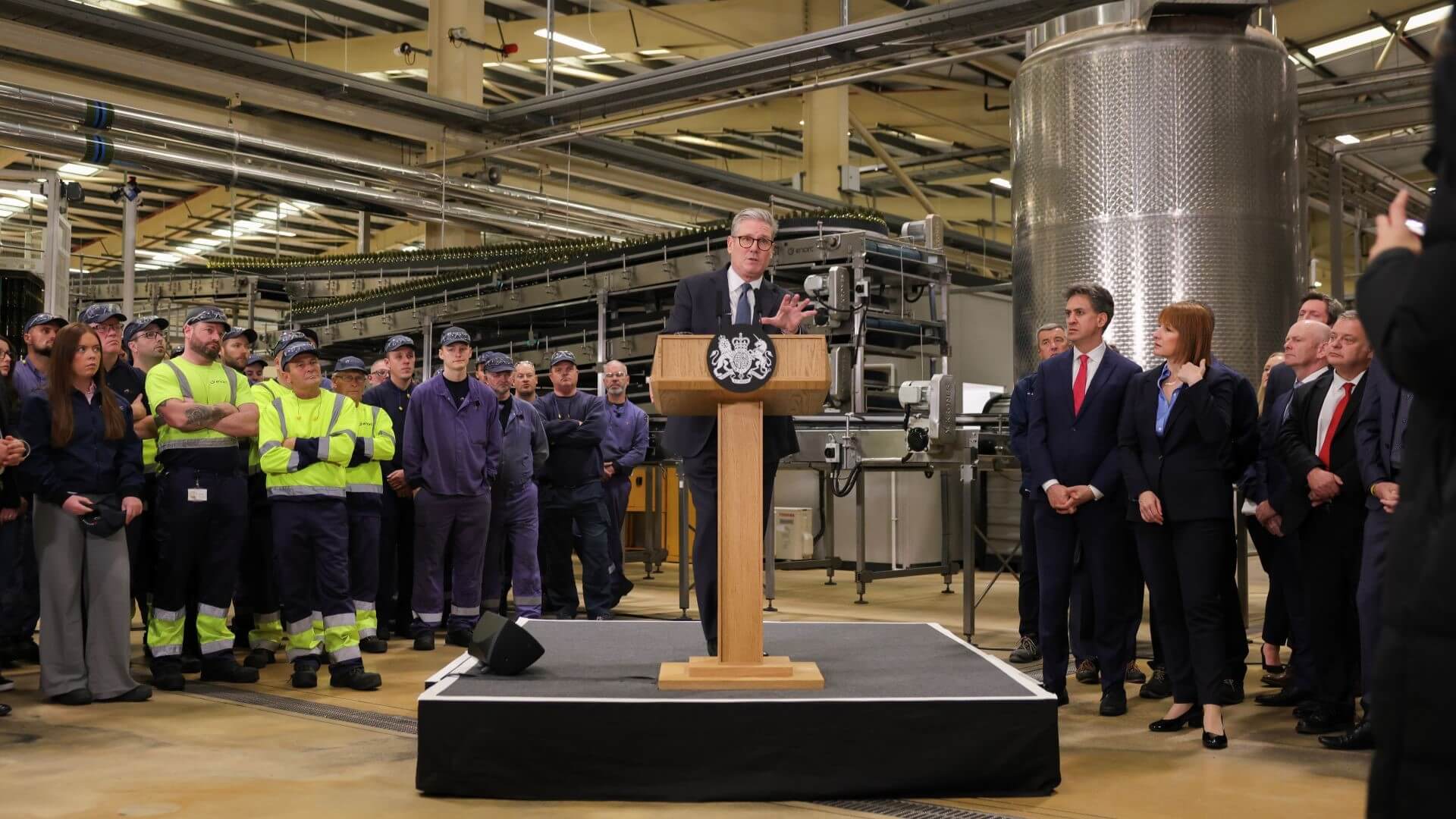 Prime Minister Keir Starmer during speech in factory