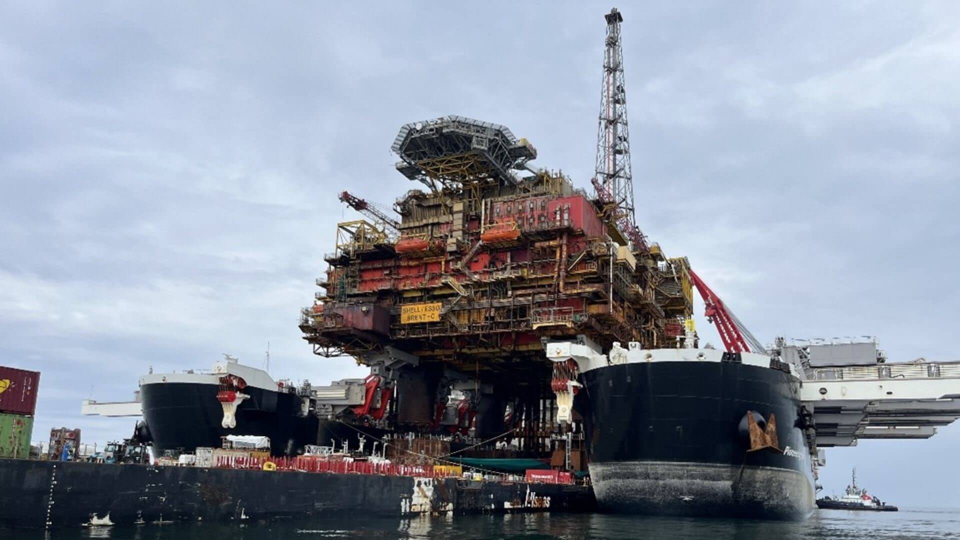 The Brent Charlie platform at quayside