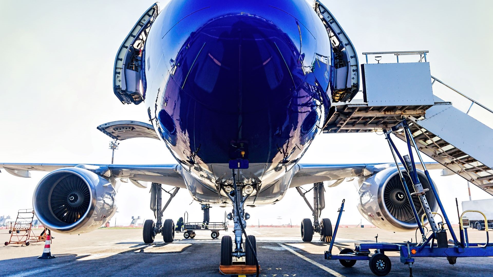 Front view of plane at airport