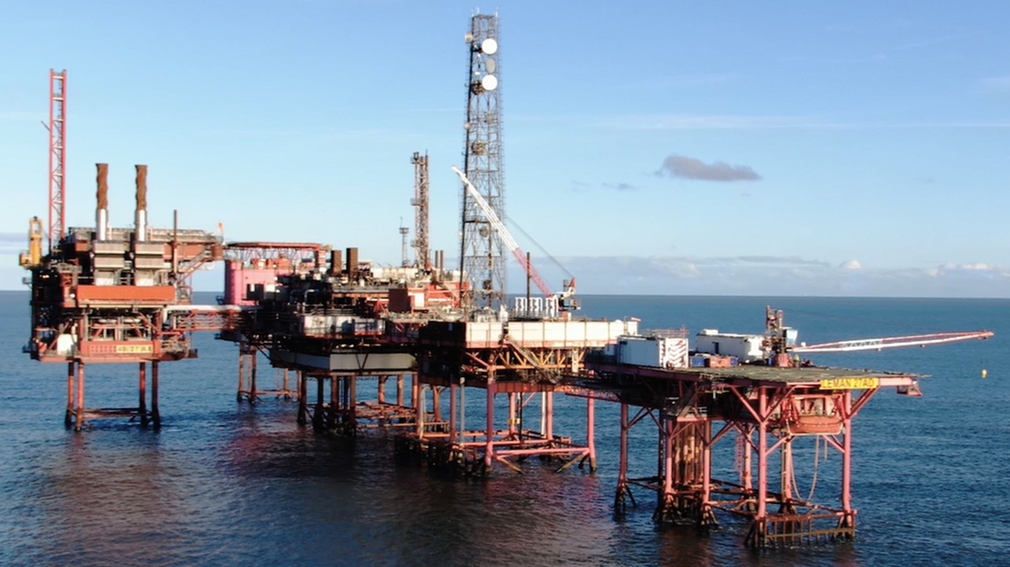 Distant view of offshore platform in calm sea