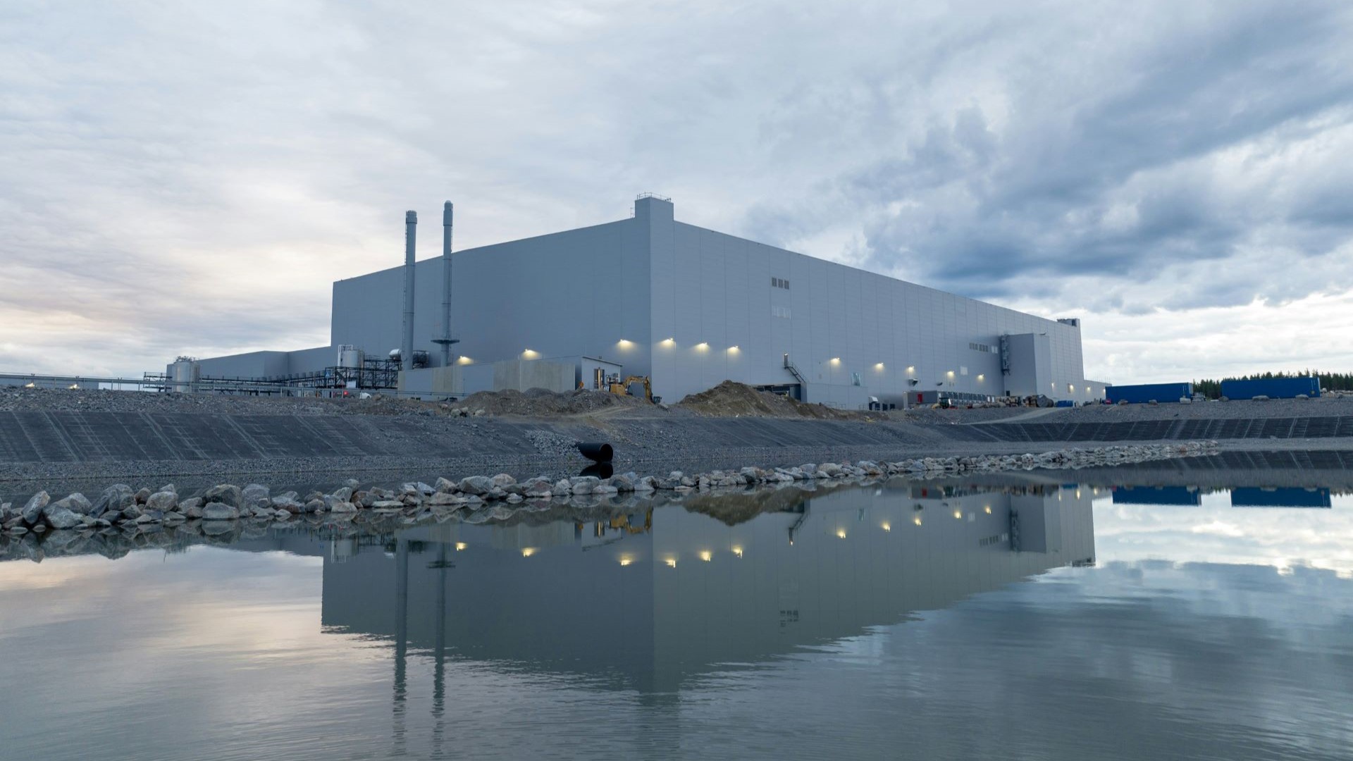 Exterior view of Northvolt gigafactory, Skellefteå, Sweden